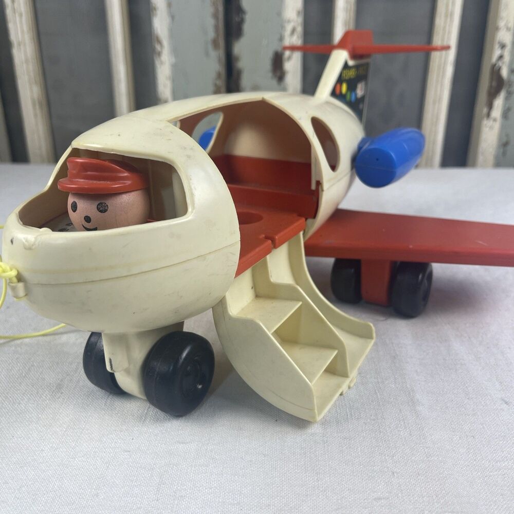 1970s Fisher Price Vintage Little People Fun Toy Jet Airplane Plane  Toy - Picture 10 of 10